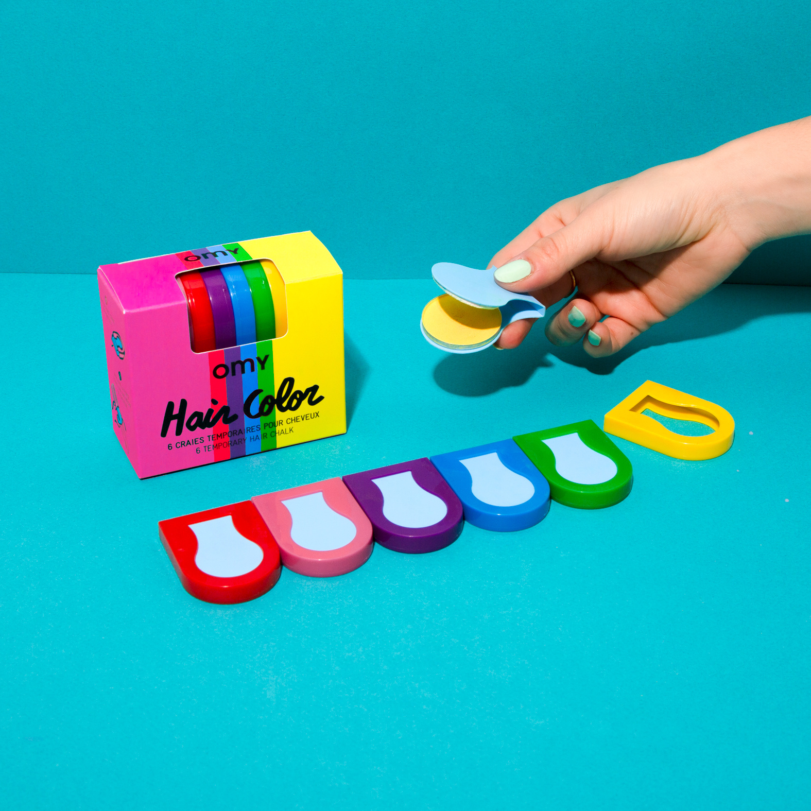 Zmywalna kreda do włosów dla dzieci omy 6 kolorów