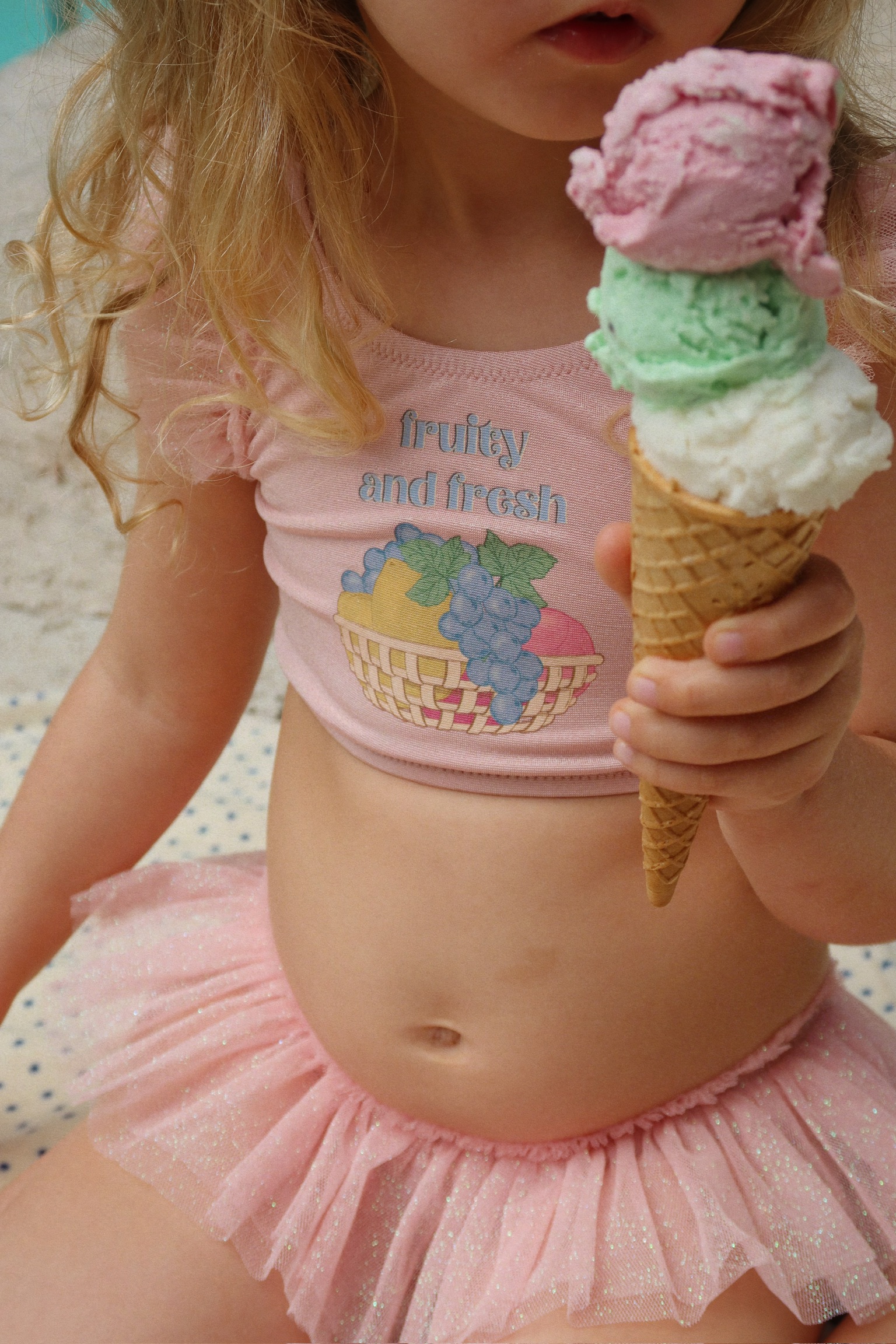 amandine powdre pink strój kąpielowy konges sloejd bikini dziewzcynka lato