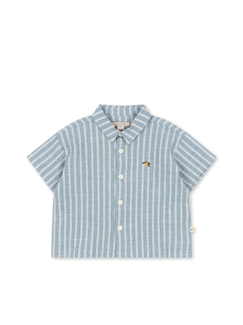 Elliot ss shirt gots Konges Slojd koszulka na guziki w paski Trio Bleu Stripe
