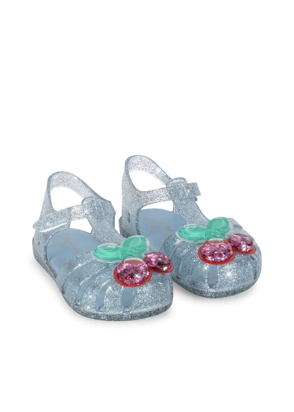 lilo sandals glitter blue konges slojd niebieskie sandałki z brokatem i wiśnią