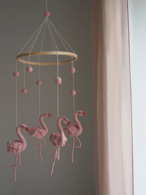 karuzela dziecięca flamingi handmade