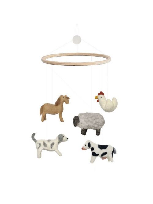 karuzela nad łóżeczko zwierzęta farma gamcha