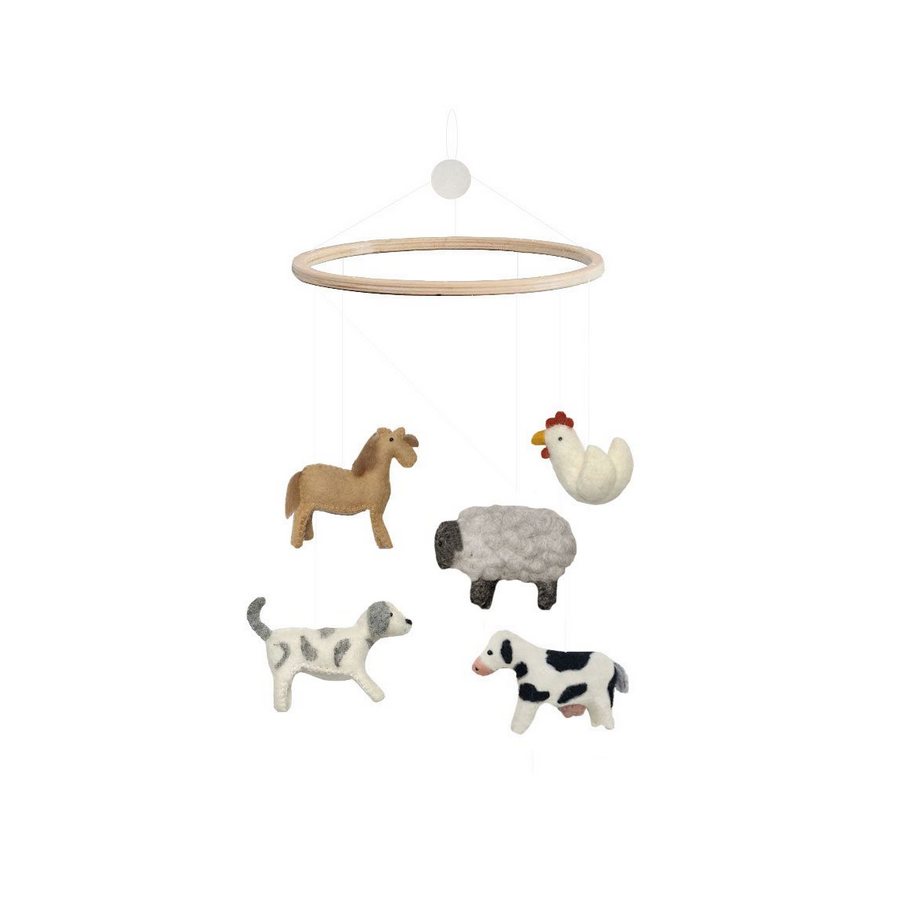 karuzela nad łóżeczko zwierzęta farma gamcha