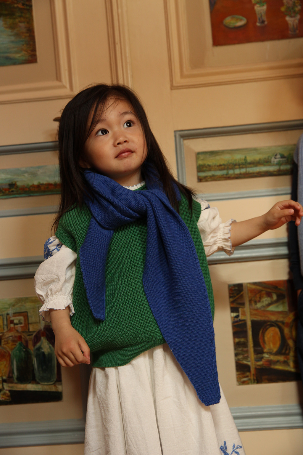 Josephina Scarf Cobal Blue HVID Belgium Merino Szalin z wełny merynosów