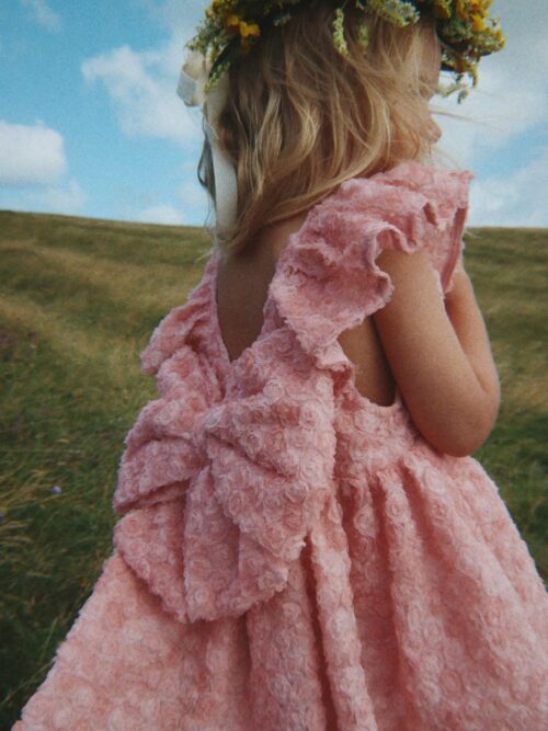 ALLY FLOWER DRESS veiled rose konges sloejd sukienka z kwiatkami różowa na bal lato