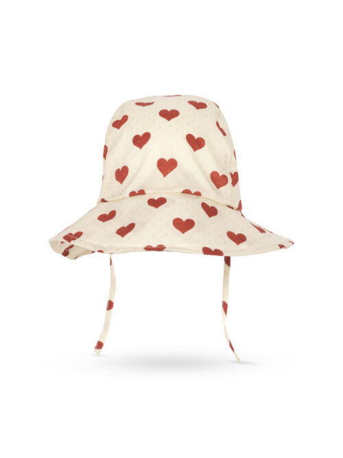 CIANNA SUN HAT GOTS amour rouge konges slojd kapelusz słoneczny serduszka
