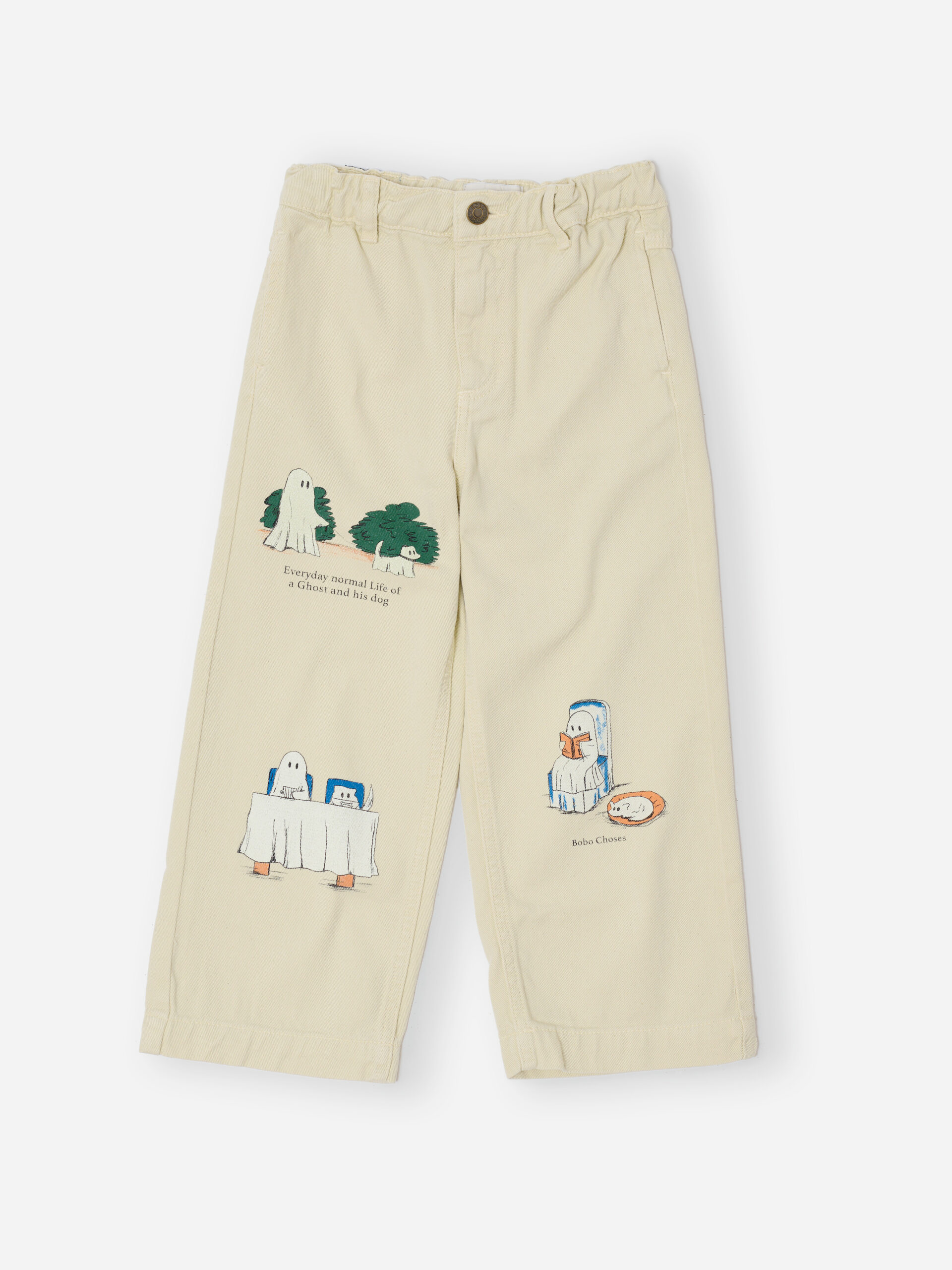 spodnie Everyday Ghosts twill pants białe jeansowe spodnie dziecięce duszki all about monsters