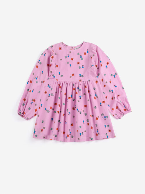 Blossom all over woven dress bobo choses sukienka w kwiatki różowa bawełna organiczna
