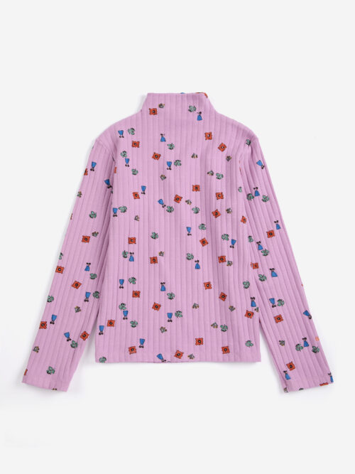 Blossom all over turtleneck T-shirt półgolf kwiatki różowy jesień zima