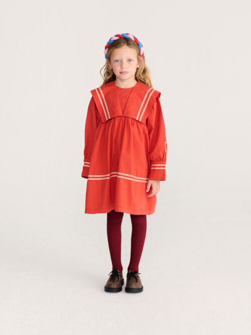 czerwona sukienka z kołnierzem Bobo Choses sailor dress