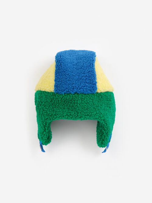all about monsters czapka z futerkiem miś zima jesień Bobo Choses color block sheepskin chapka