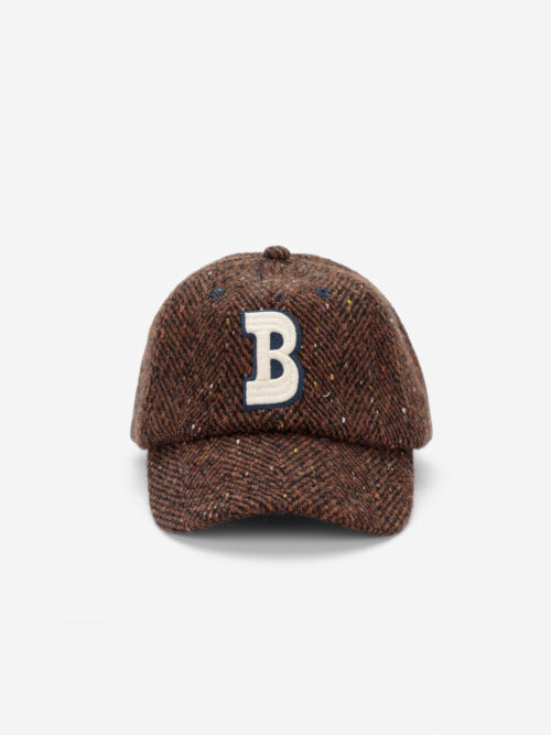czapka z daszkiem Bobo Choses wool blend cap wełniana brązowa