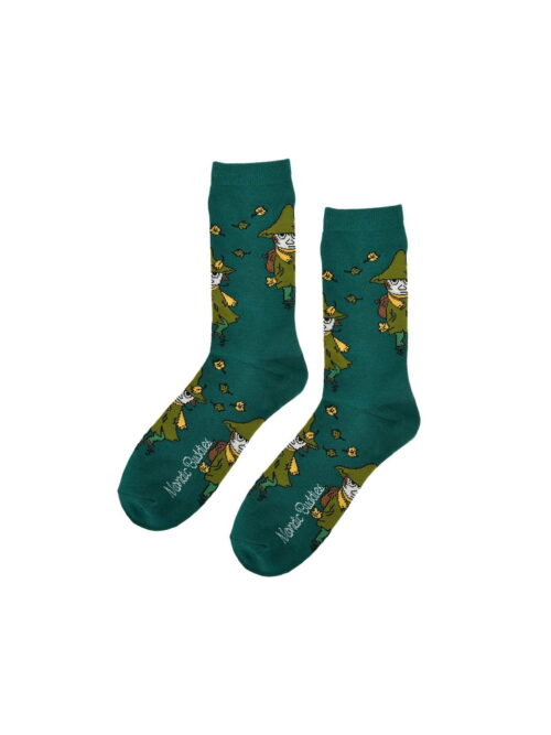 Męskie zielone Skarpetki włoczykij moominki na prezent Men socks snufkin moomin