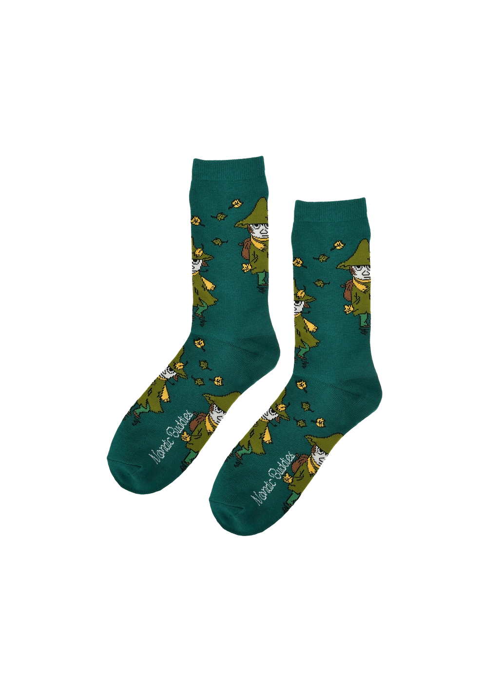 Męskie zielone Skarpetki włoczykij moominki na prezent Men socks snufkin moomin