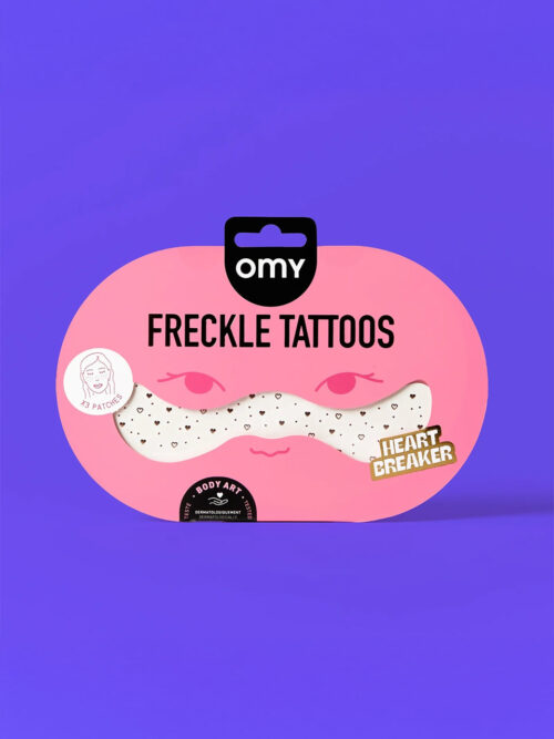 OMY Freckle tattoos Heart Breaker piegi różowe tatuaże na twarz
