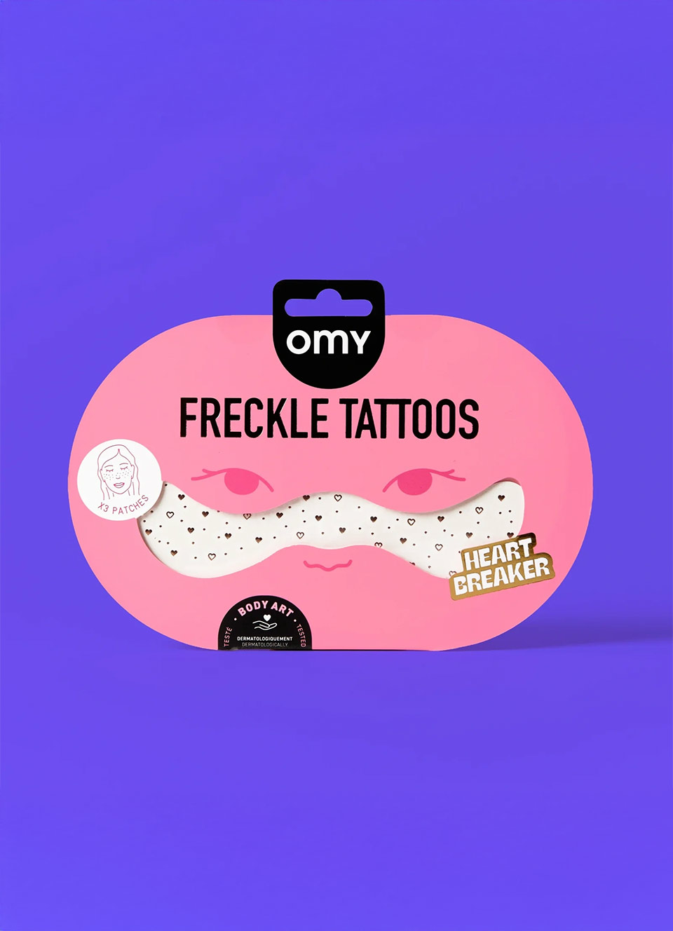 OMY Freckle tattoos Heart Breaker piegi różowe tatuaże na twarz