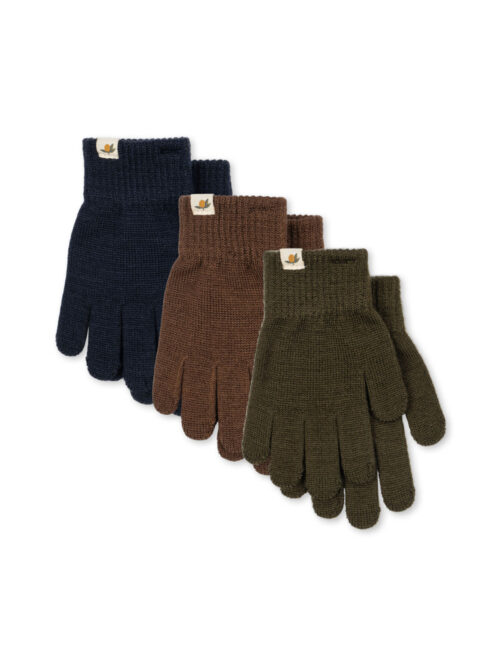 3 pack rękawiczki gloves konges slojd forest mix zielone szare brązowe chłopięce