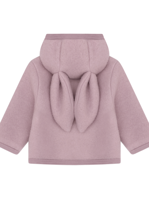 kurtka z uszami królika merino wool wełniana róż