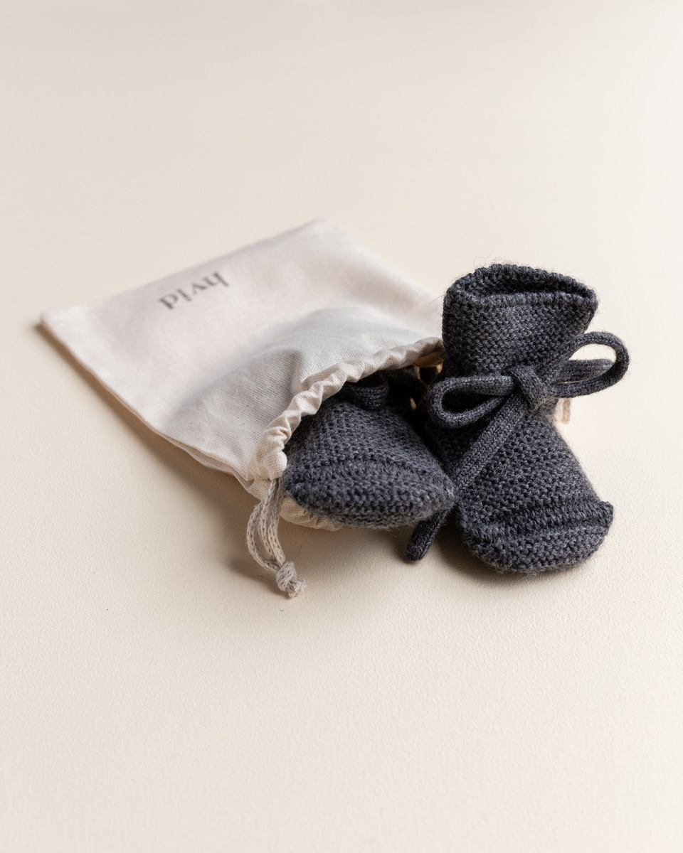 bezszwowe buciki z wełny merino HVID Booties Charcoal